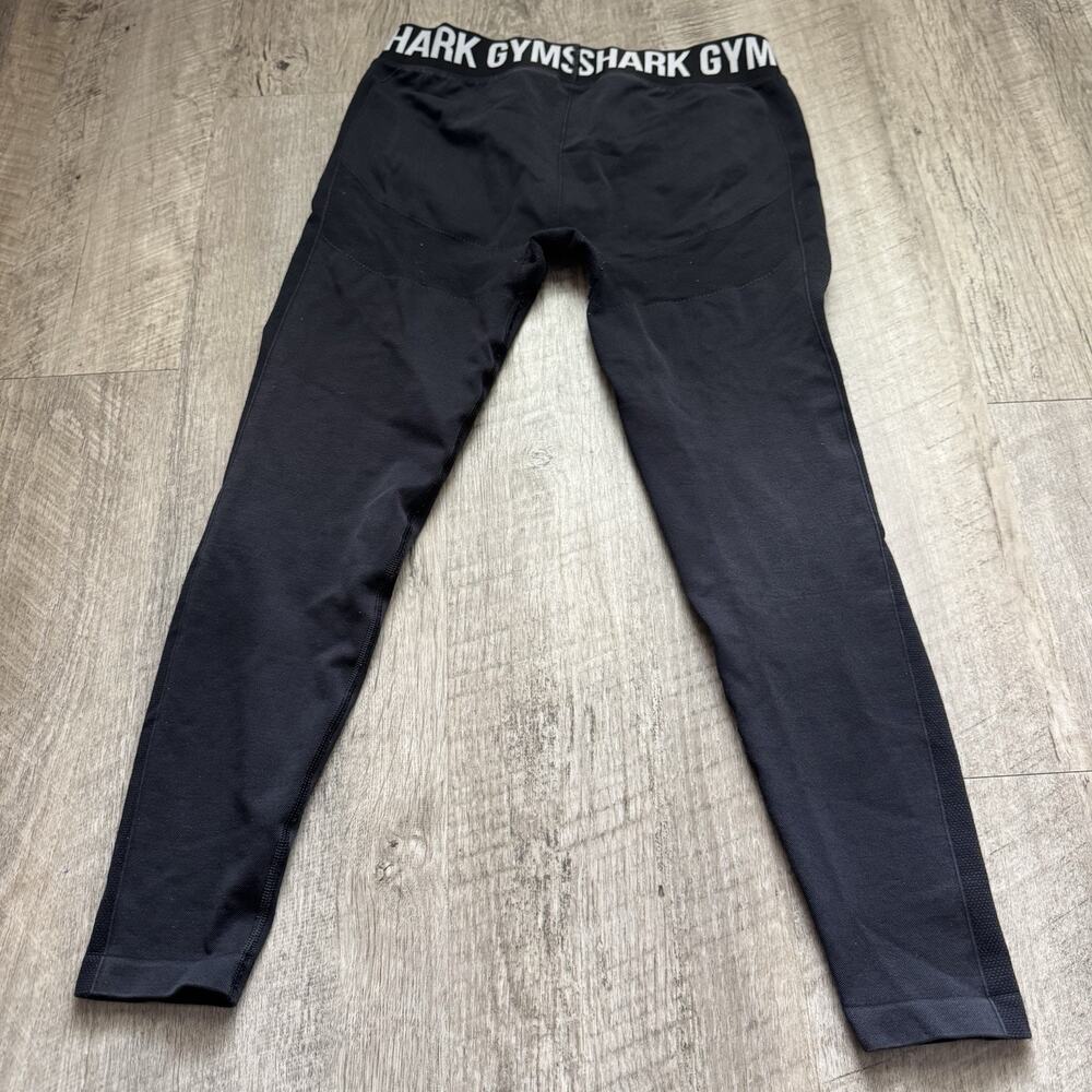 Gymshark Leggings Women's L Large Black Logo Waistband Gym Workout Seamless